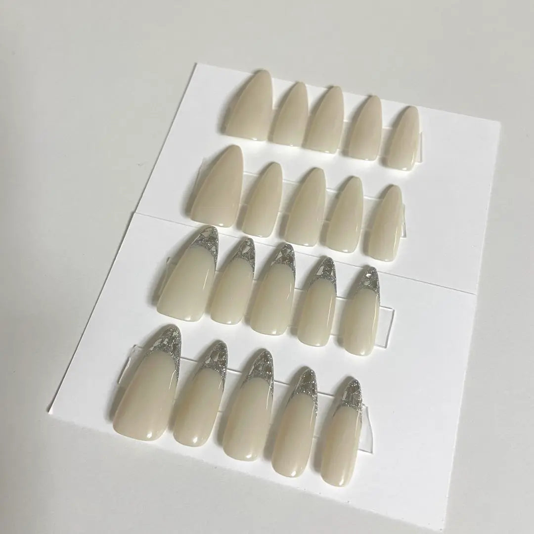 Nail tips, actual product, simple, glass, French, milky white, bridal, adult