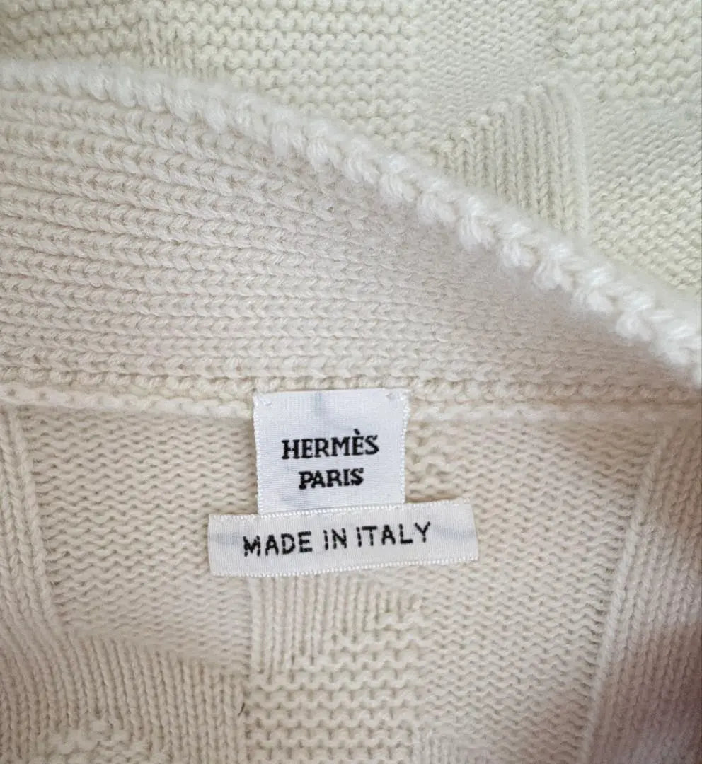 Genuine hermes H cardigan white short length