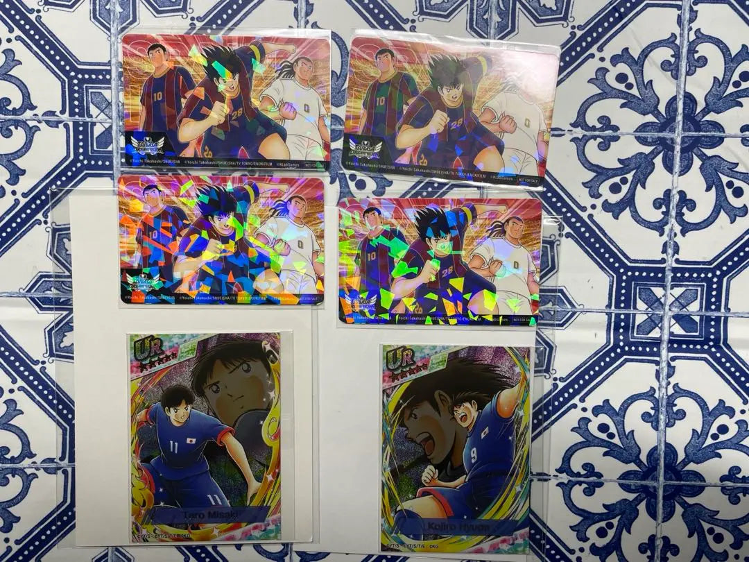 Capitán Tsubasa Dream Team Taro Hyuga Kojiro Hyuga UR Tarjeta y pegatina 4 hojas | キャプテン翼 ドリームチーム岬太郎 日向小次郎 UR カード&amp;ステッカー4枚