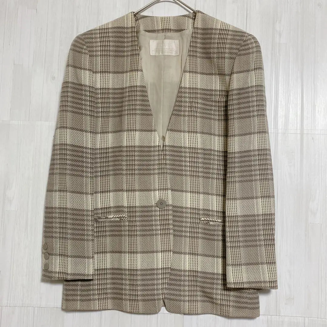 Cordia Wool Check Tailored Jacket Beige 40 / L