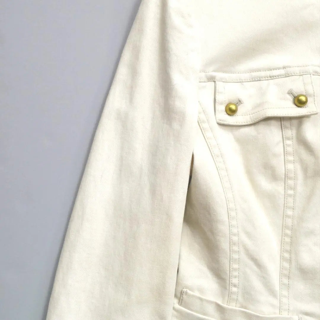 ensuite stretch cotton linen denim jacket L white white