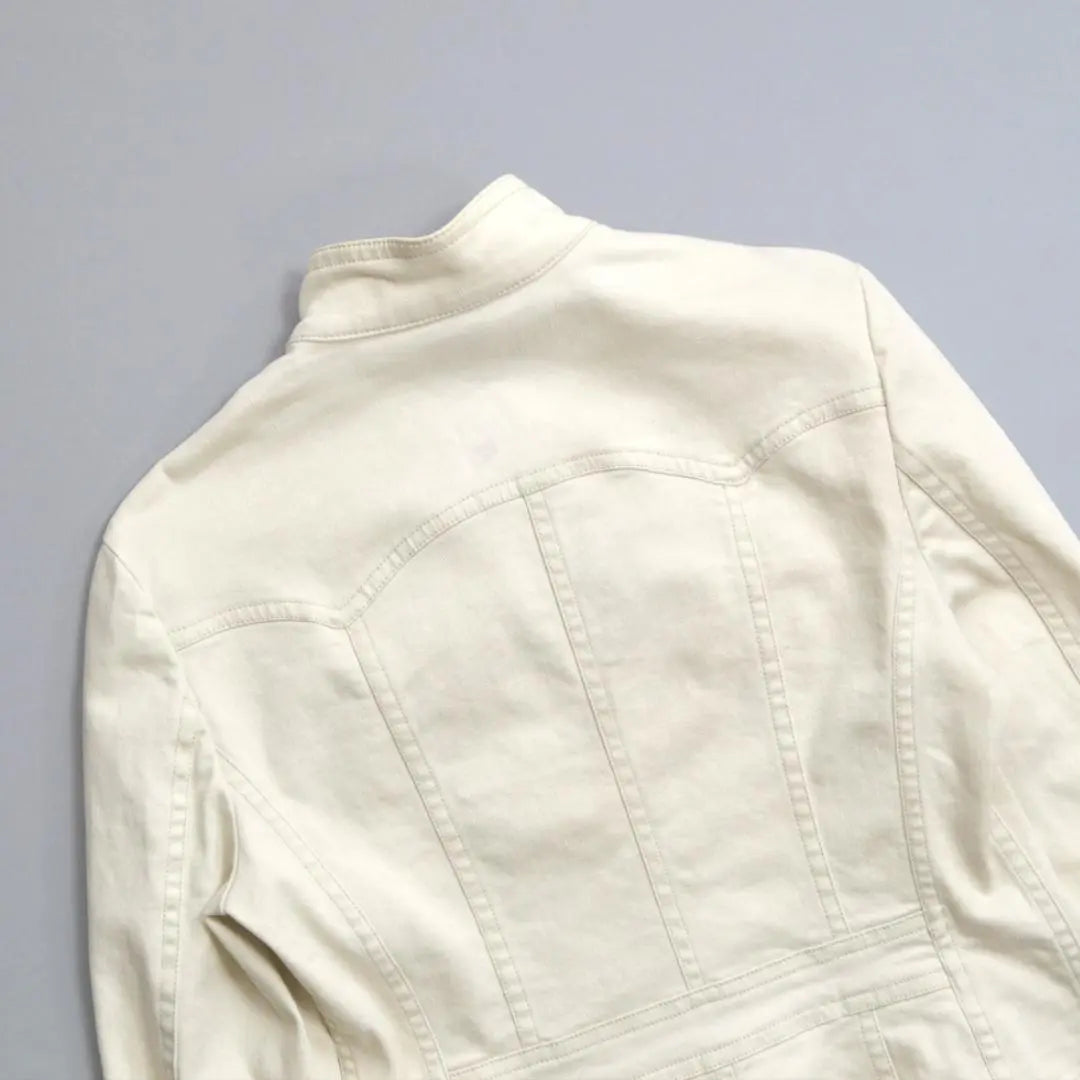 ensuite stretch cotton linen denim jacket L white white