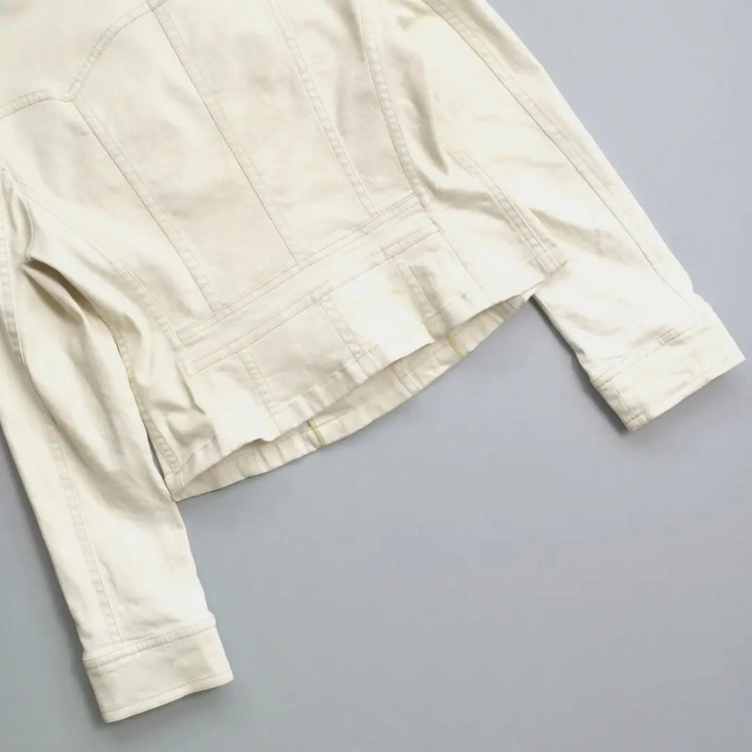 ensuite stretch cotton linen denim jacket L white white