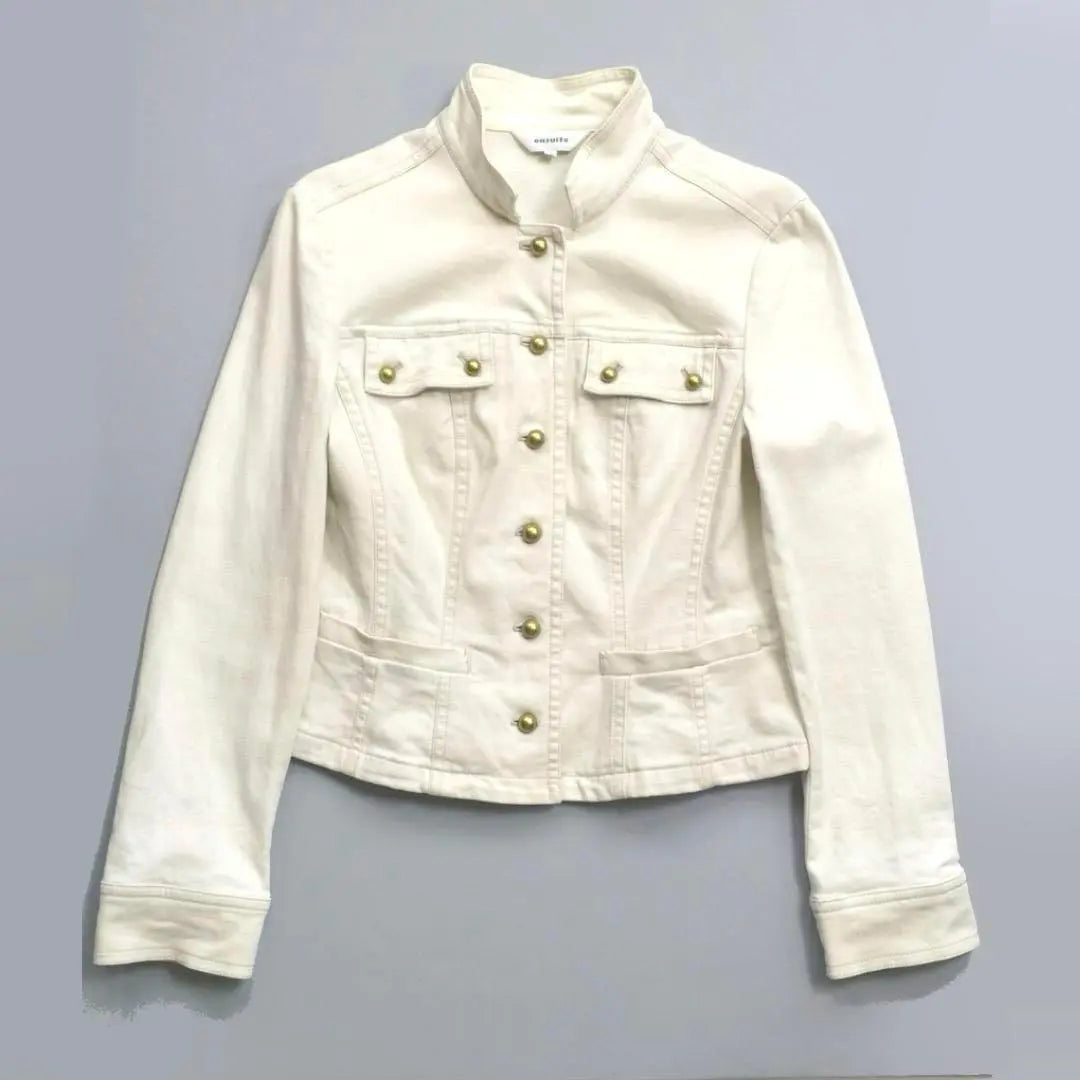 ensuite stretch cotton linen denim jacket L white white