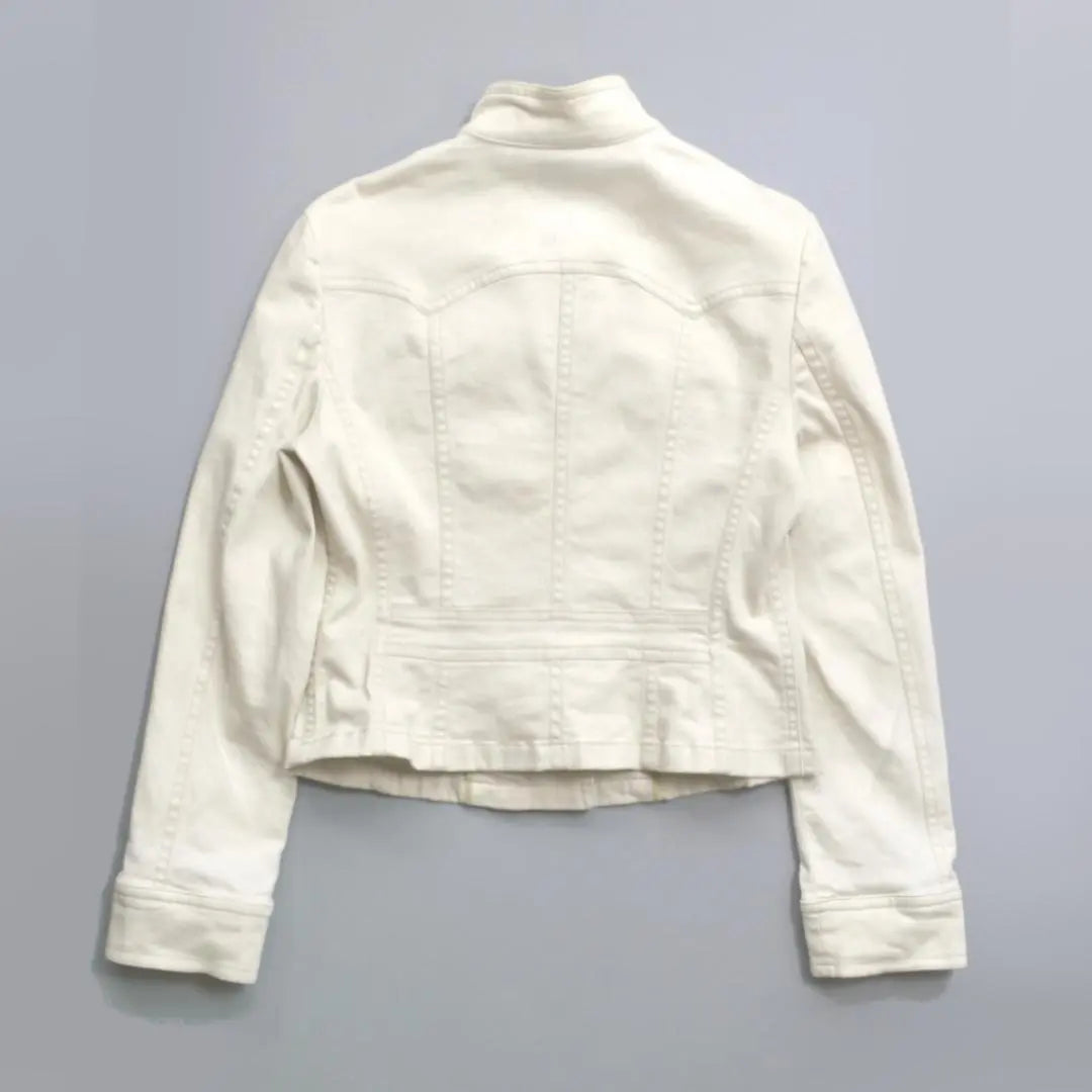 ensuite stretch cotton linen denim jacket L white white