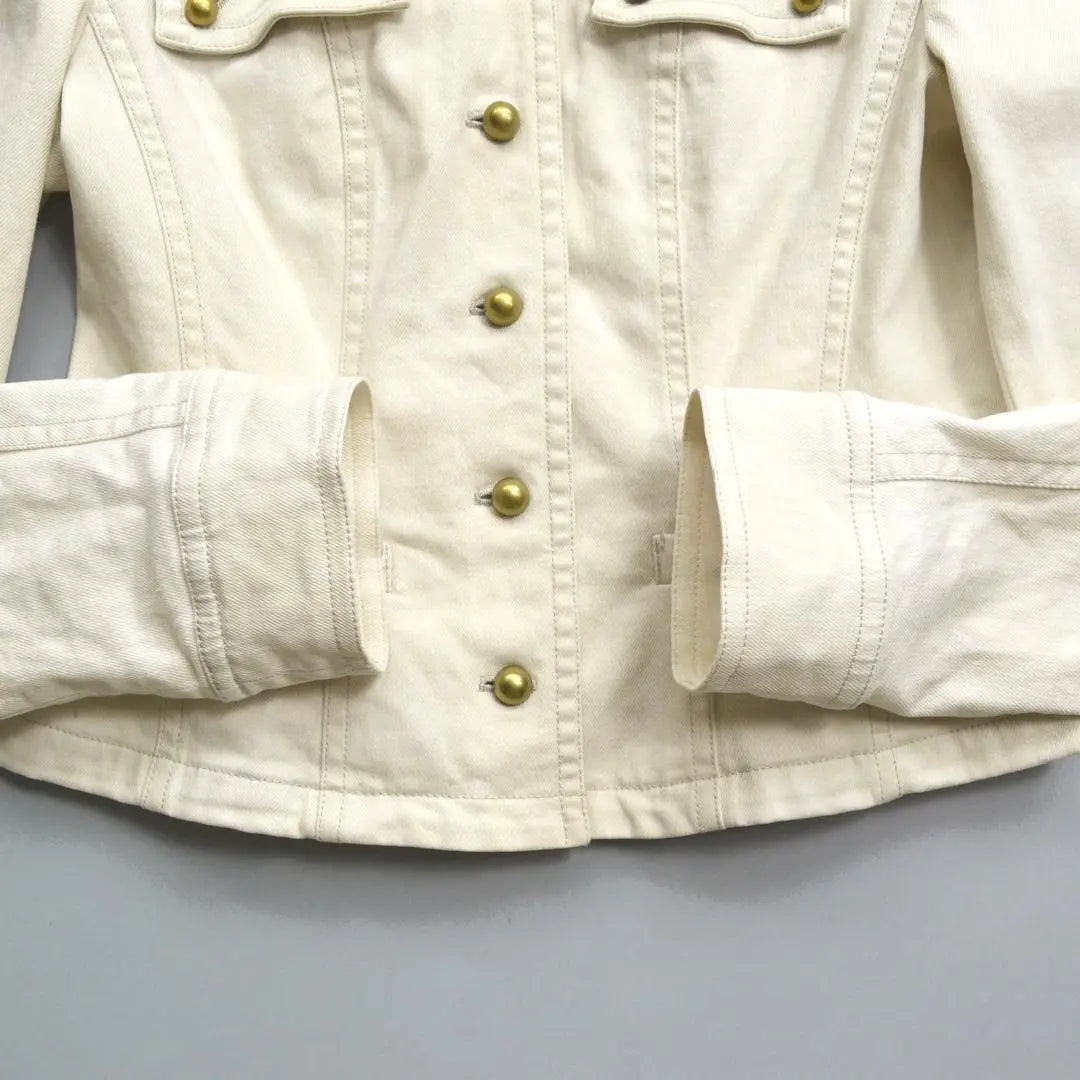 ensuite stretch cotton linen denim jacket L white white