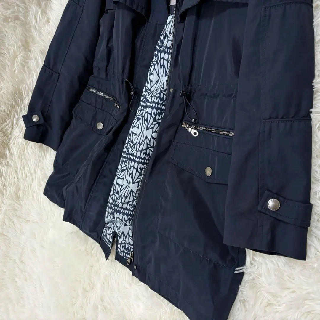 [Extremely Good Condition] SPOOM Light Outer Spring Coat Navy Different Materials