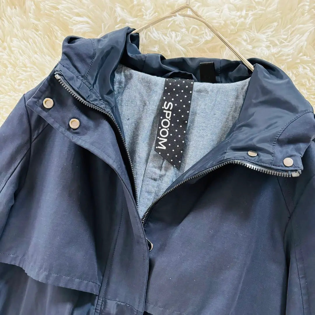 [Extremely Good Condition] SPOOM Light Outer Spring Coat Navy Different Materials