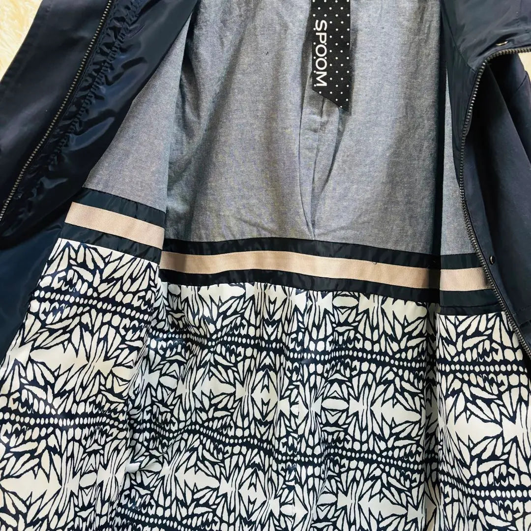 [Extremely Good Condition] SPOOM Light Outer Spring Coat Navy Different Materials