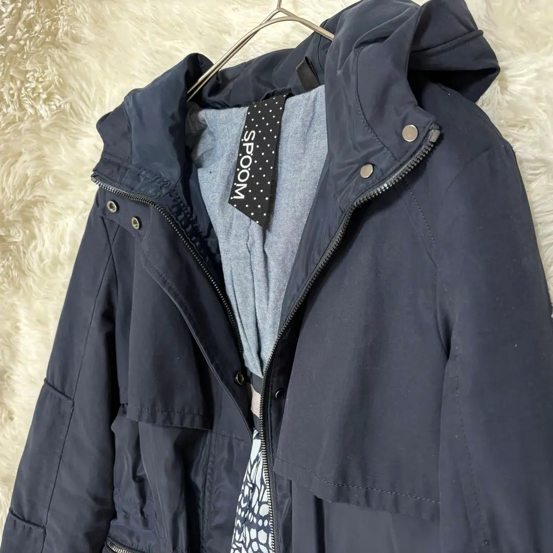 [Extremely Good Condition] SPOOM Light Outer Spring Coat Navy Different Materials