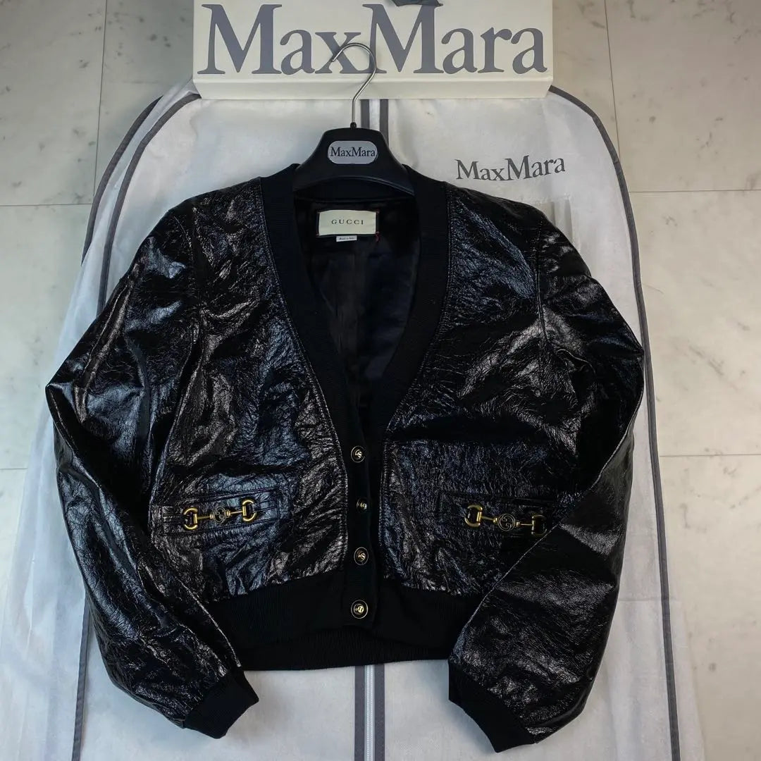 Chaqueta GUCCI Gucci de piel de cordero con detalle de GG y bocado de caballo de metal