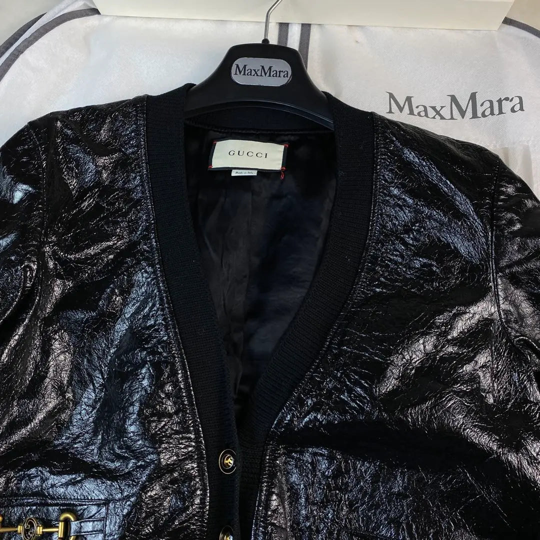 Chaqueta GUCCI Gucci de piel de cordero con detalle de GG y bocado de caballo de metal