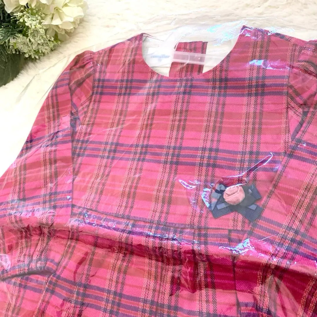 [Unused] Familia Check Long Sleeve Dress Pink 70cm