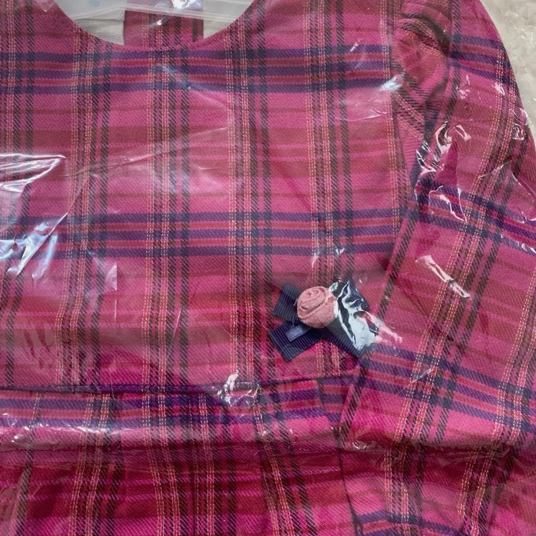 [Unused] Familia Check Long Sleeve Dress Pink 70cm