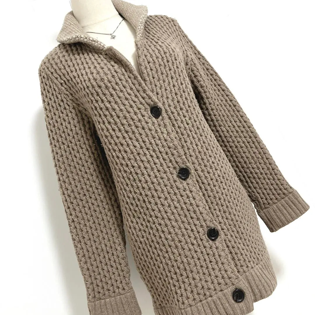 [Ships] Wool Mix Low Gauge Full Button Cable Knit Cardigan