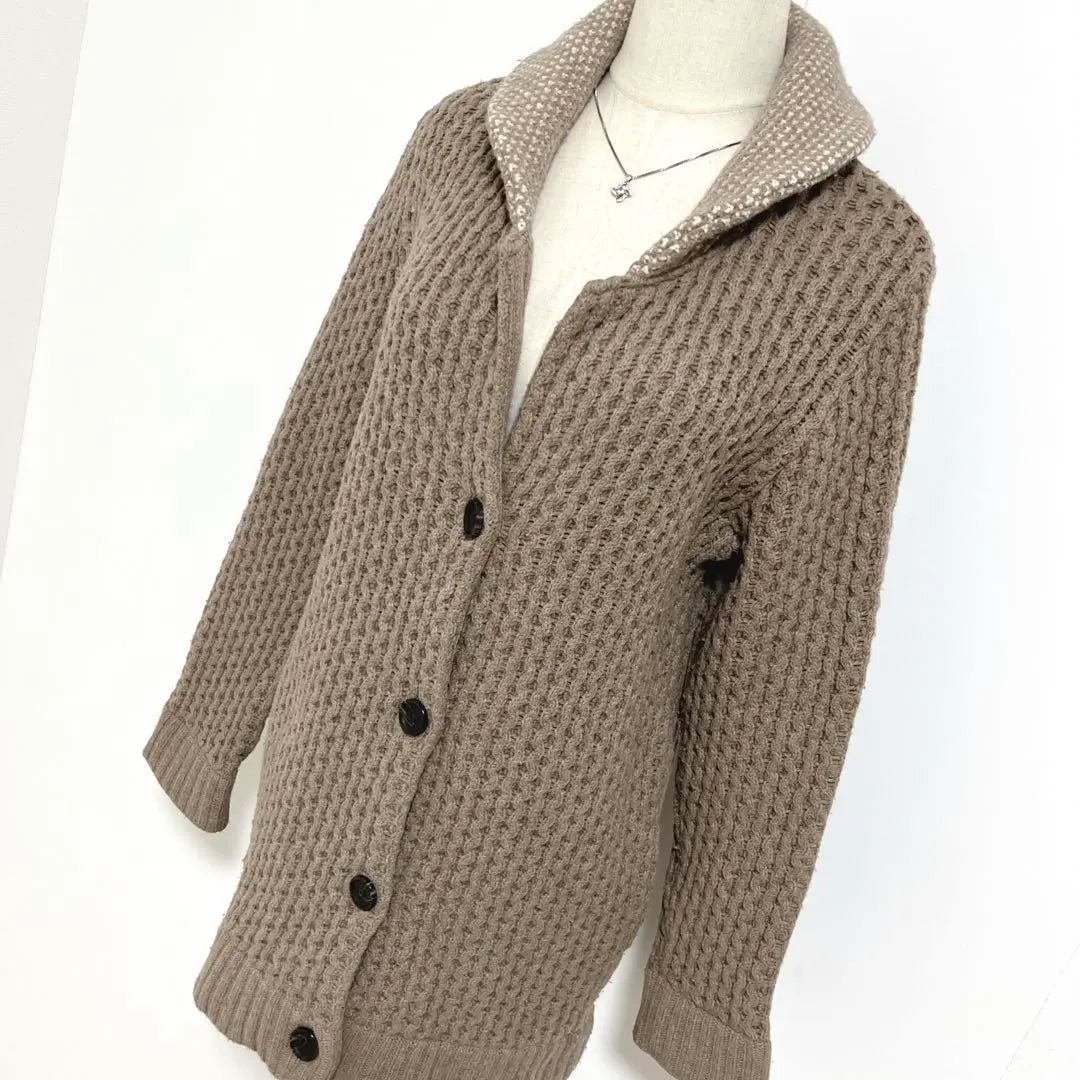 [Ships] Wool Mix Low Gauge Full Button Cable Knit Cardigan