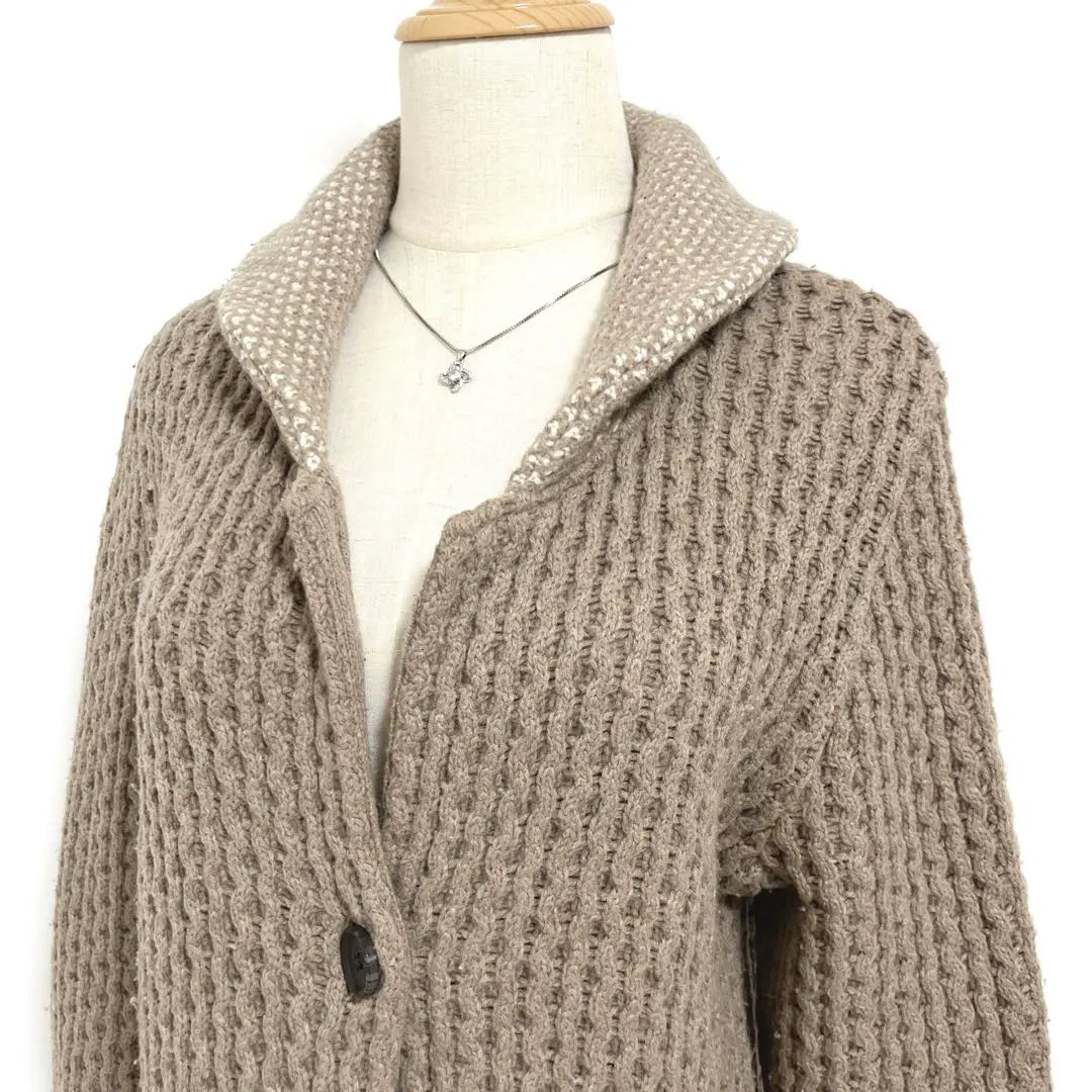 [Ships] Wool Mix Low Gauge Full Button Cable Knit Cardigan