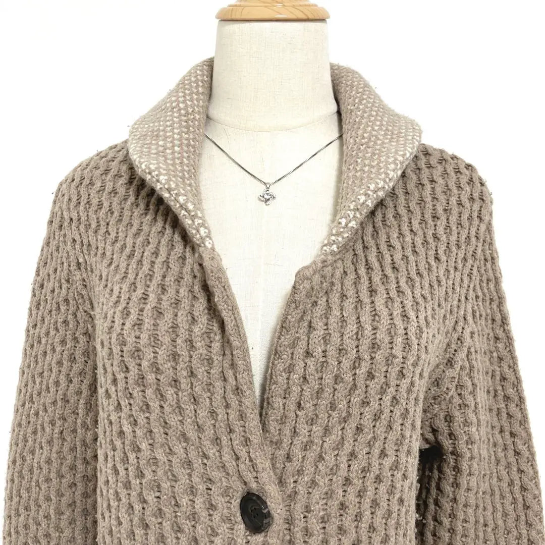 [Ships] Wool Mix Low Gauge Full Button Cable Knit Cardigan