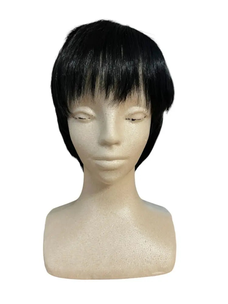 Arily short black heat resistant wig adjustable