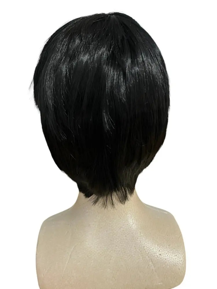 Arily short black heat resistant wig adjustable