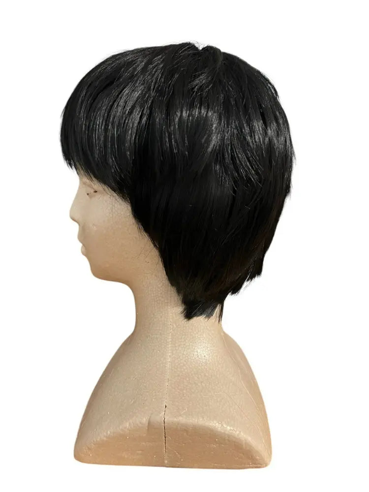 Arily short black heat resistant wig adjustable