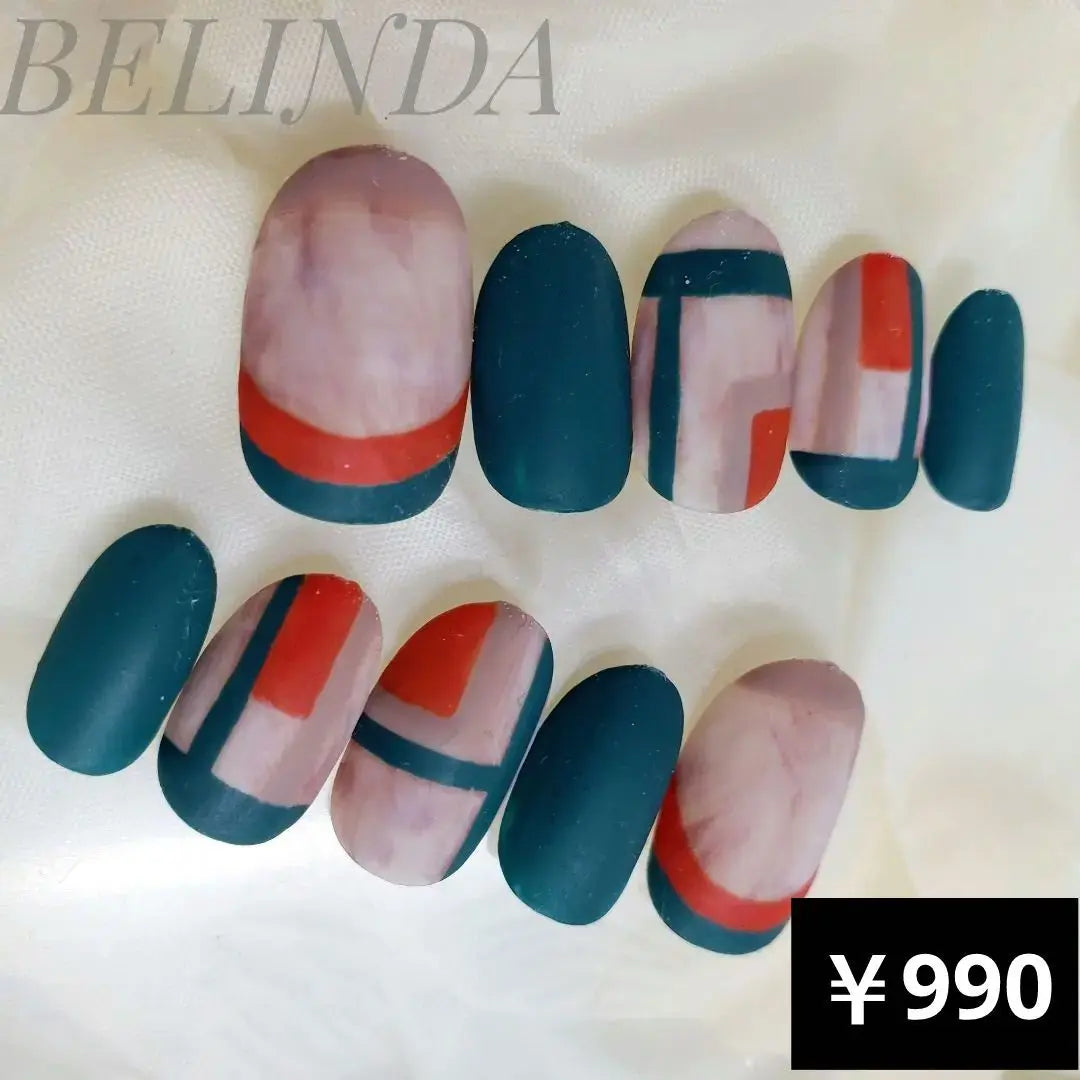 Autumn Nuance Matte Transformation Stylish Turquoise Block Nail Tip