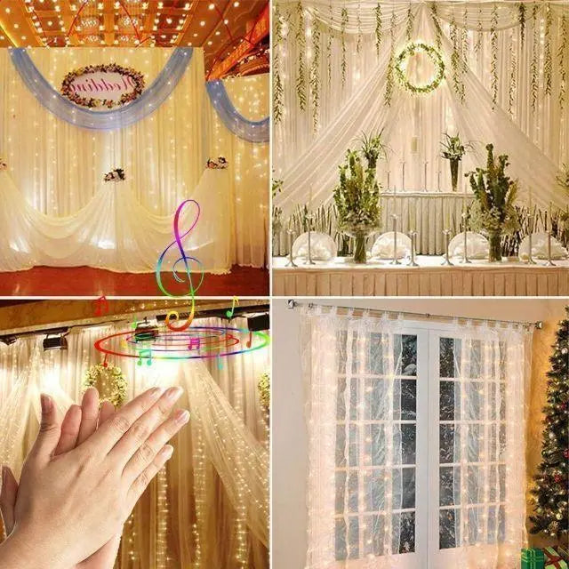 ★✨Low price✨★Lumination light, sound reaction, curtain light, 3x2m, warm color