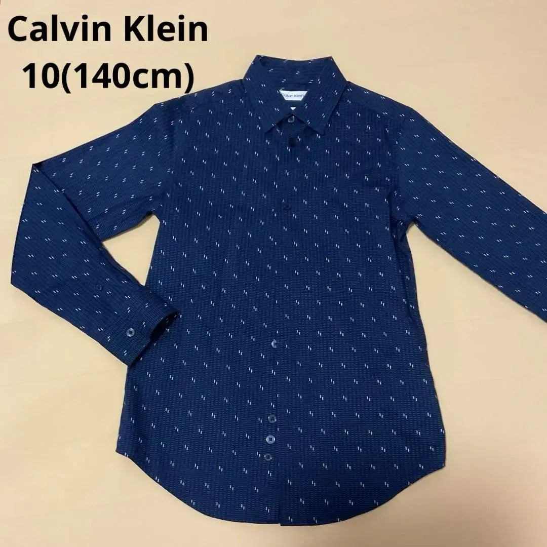 Calvin Klein kids navy patterned long sleeve shirt 10 regular