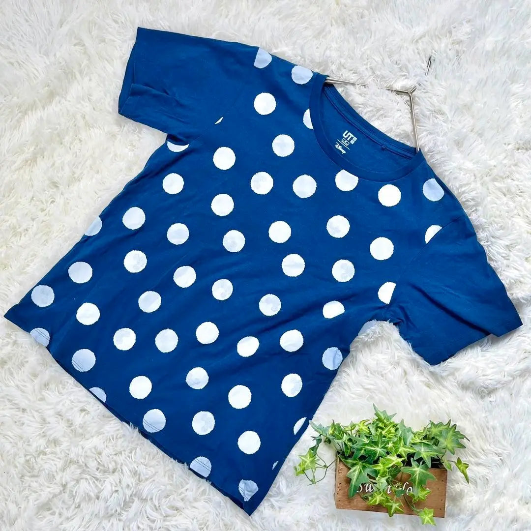 [UNIQLO UT] Short Sleeve T -shirt polka dot Blue White Disney (M) | 【UNIQLO UT】半袖Tシャツ 水玉 ブルー ホワイト ディズニー (M)