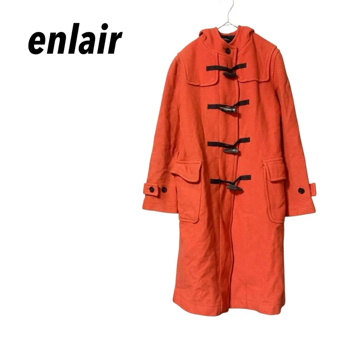 [enlair] Trenca con capucha, mezcla de cachemira, naranja M | 【enlair】ダッフルコート フード付き カシミヤ混 オレンジ M