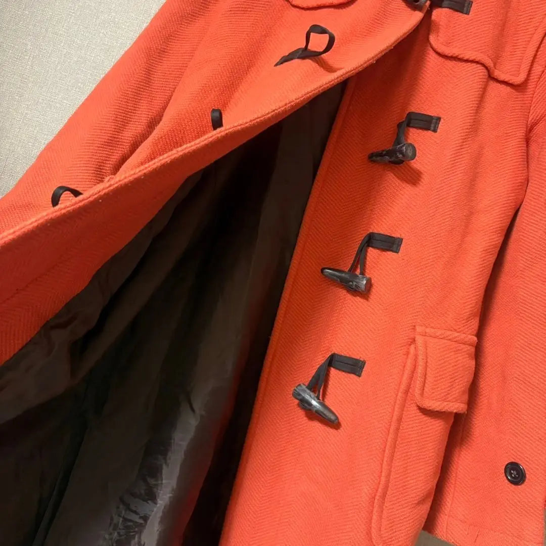 [enlair] Duffle coat with hood, cashmere blend, orange M | 【enlair】ダッフルコート　フード付き　カシミヤ混　オレンジ　M