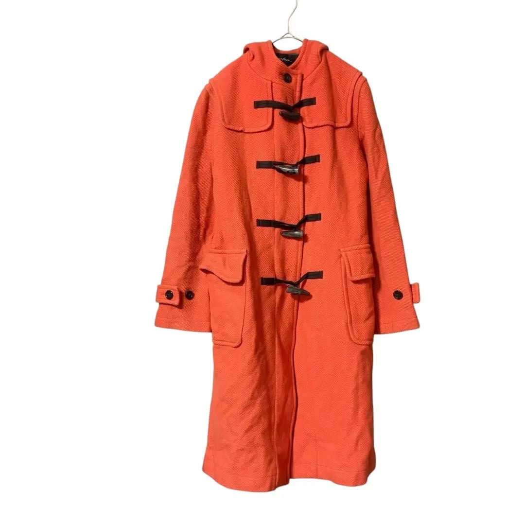 [enlair] Duffle coat with hood, cashmere blend, orange M | 【enlair】ダッフルコート　フード付き　カシミヤ混　オレンジ　M