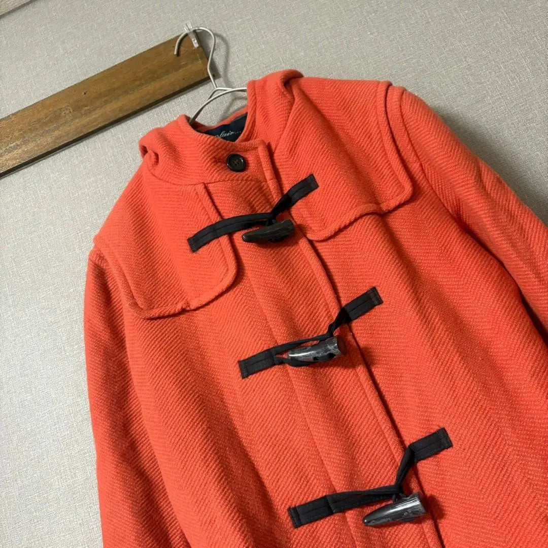 [enlair] Duffle coat with hood, cashmere blend, orange M | 【enlair】ダッフルコート　フード付き　カシミヤ混　オレンジ　M