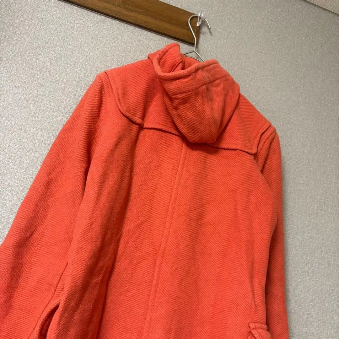 [enlair] Duffle coat with hood, cashmere blend, orange M | 【enlair】ダッフルコート　フード付き　カシミヤ混　オレンジ　M