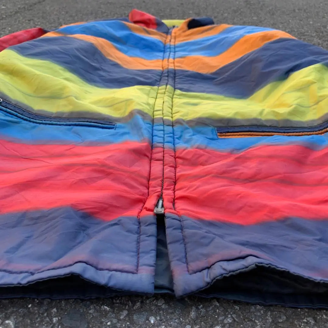 50s vintage double zip nylon jacket striped taron zip