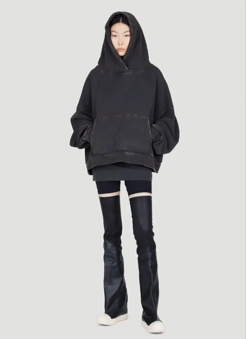 HOOD HOODIE / WASHED BLACK M