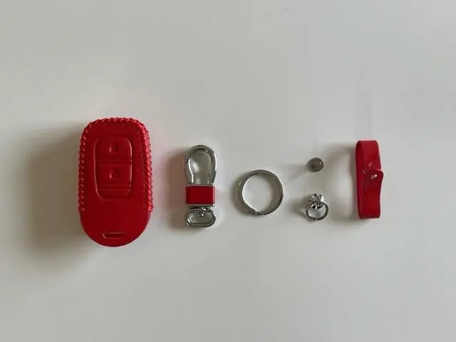 Cowhide Just Fit New Civic Smart Key Case Red 2