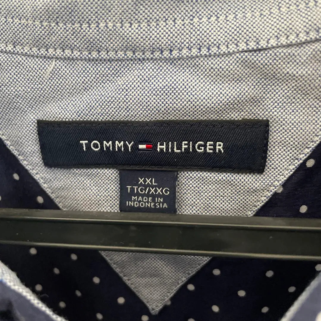 ★Nueva★ Camisa de manga corta con estampado de lunares azul marino de Tommy Philhyger