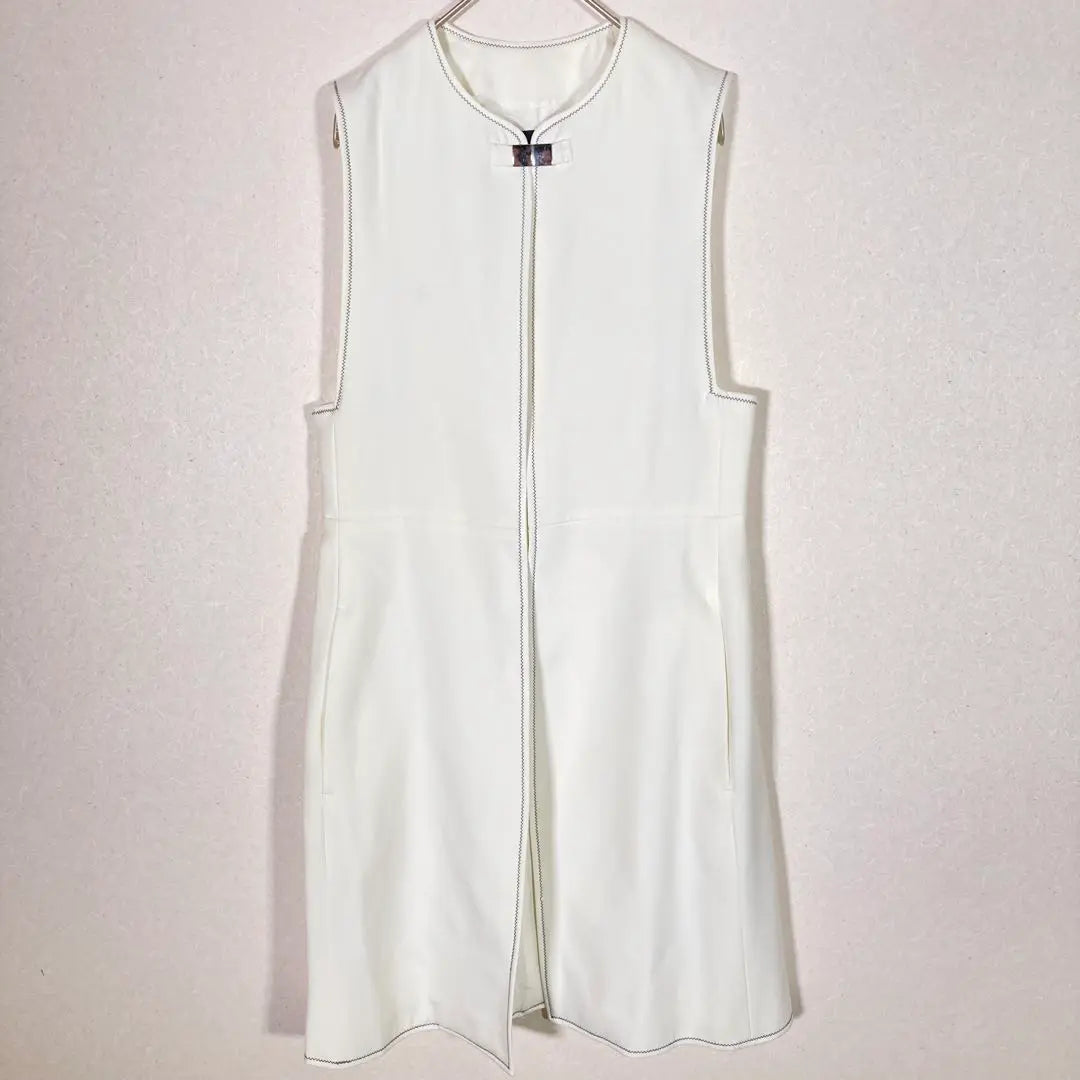 Zara Basic Gilet Long Vest White XS SS