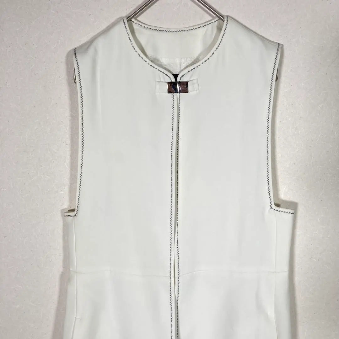 Zara Basic Gilet Long Vest White XS SS