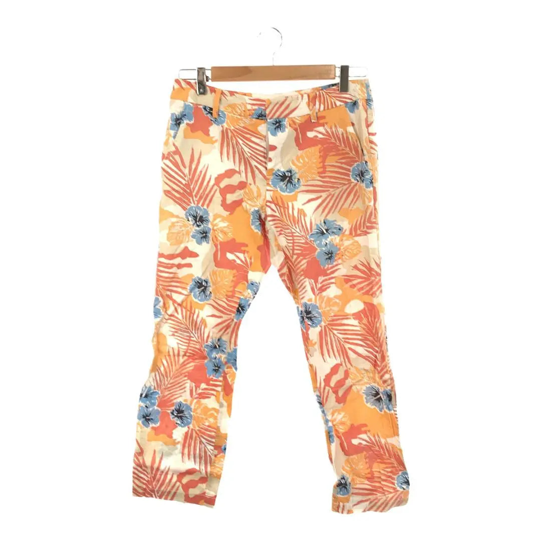 Pantalones De Cornalina Pantalones Cortos Rectos Patrón Botánico Lino De Mujer | カーネリアン パンツ クロップドパンツ ストレート ボタニカル柄 レディース 麻