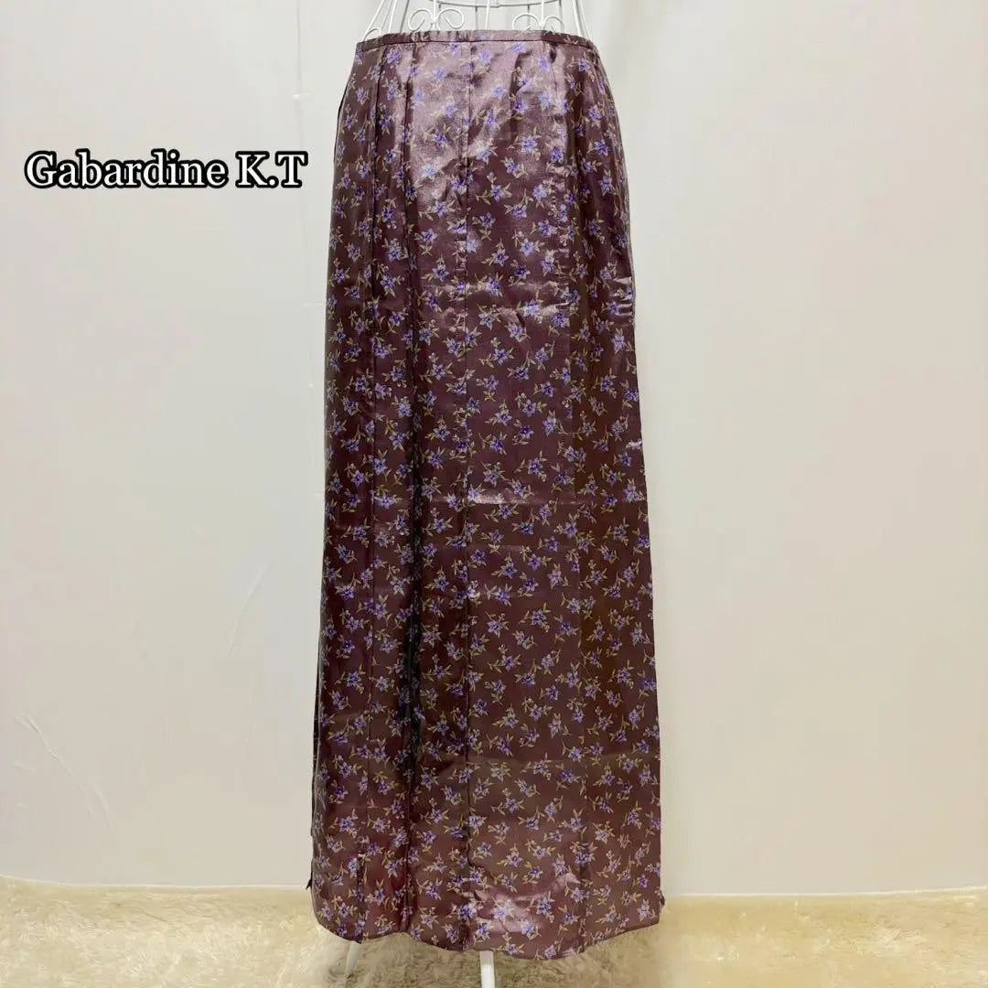 ⚫︎GabardineK.T Flower Long Skirt (13) Thin Made in Japan