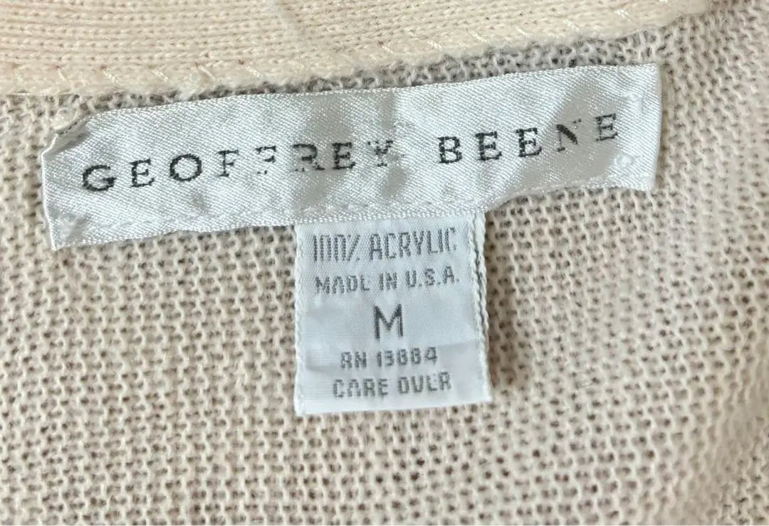 GEOFFREY BEENE Embroidered Logo Made in USA Acrylic Cardigan