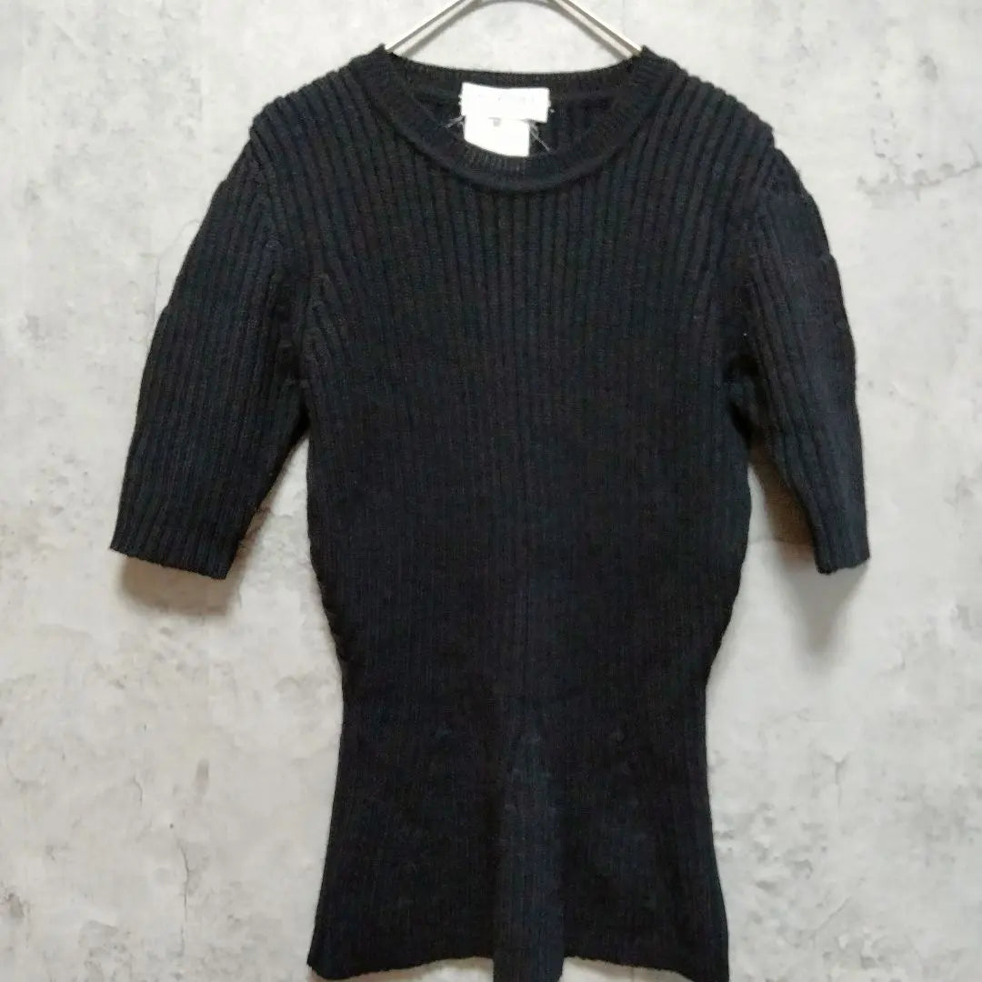 Eve Saint Laurent Yves Saint Laurent Black Sleeve Levnit M | イブサンローラン　Yves Saint Laurent 黒 半袖　リブニット　m