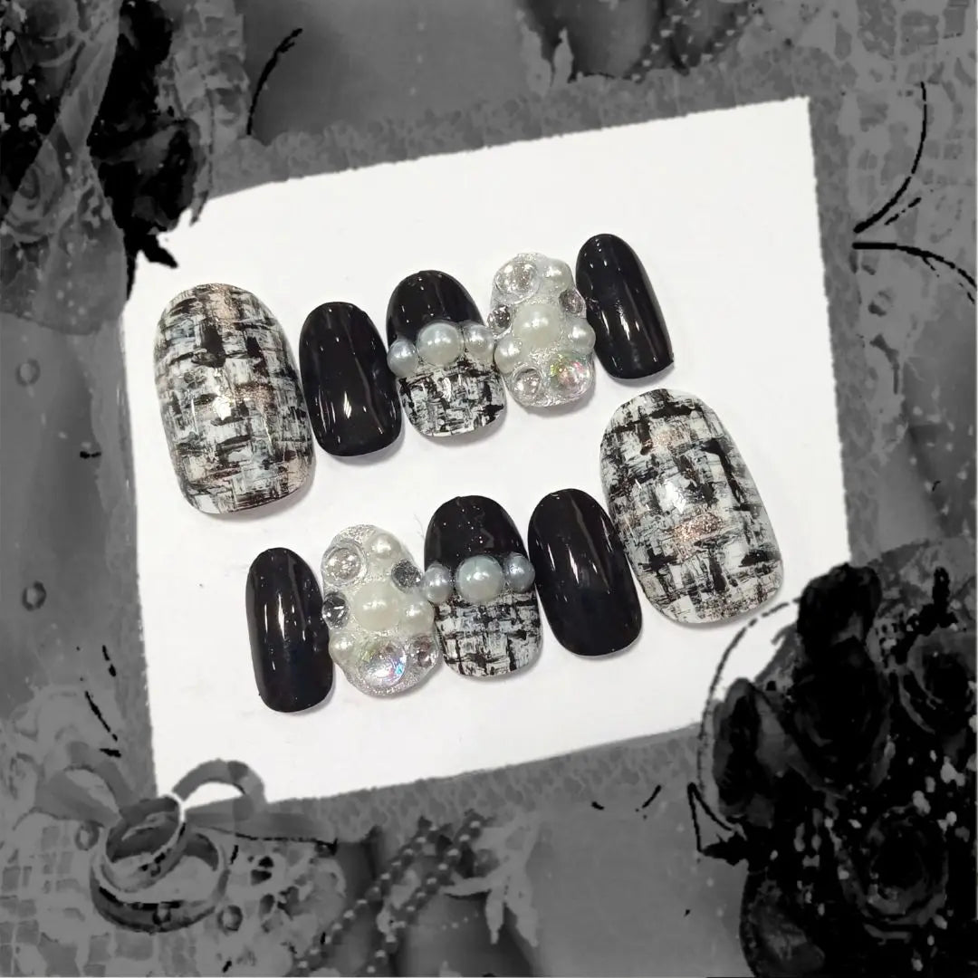 [Resale] No.335 Winter Tweed Nails Black - All Sizes Available at Great Value! Color Changeable