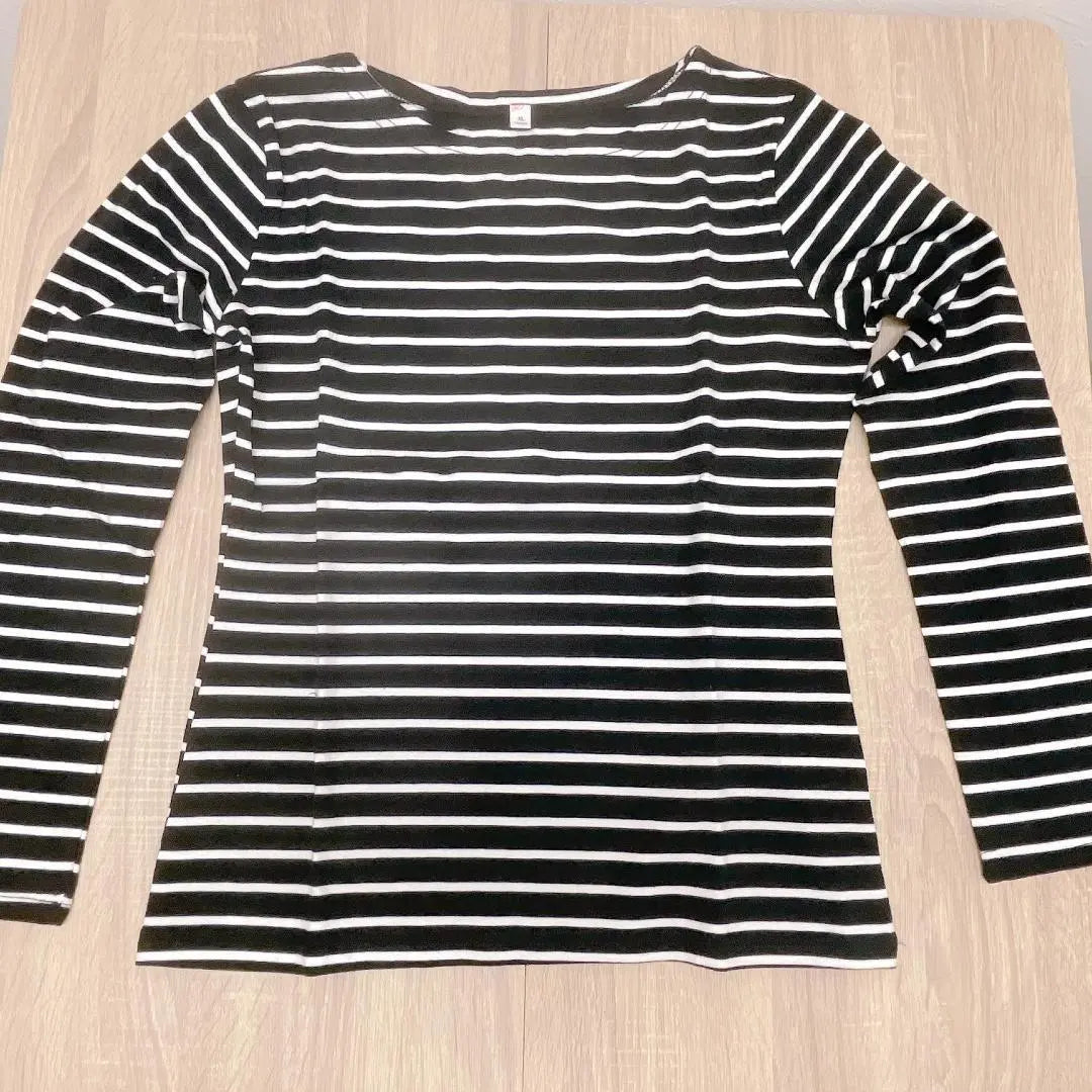 ♢Camiseta de cuello barco, top de rayas, manga larga, ajuste perfecto.