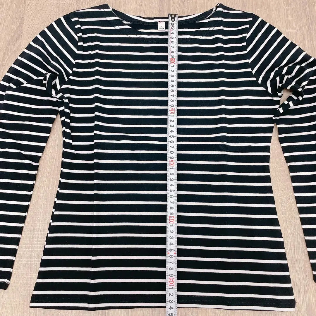 ♢Boat neck, striped top, long-sleeved T-shirt, perfect fit