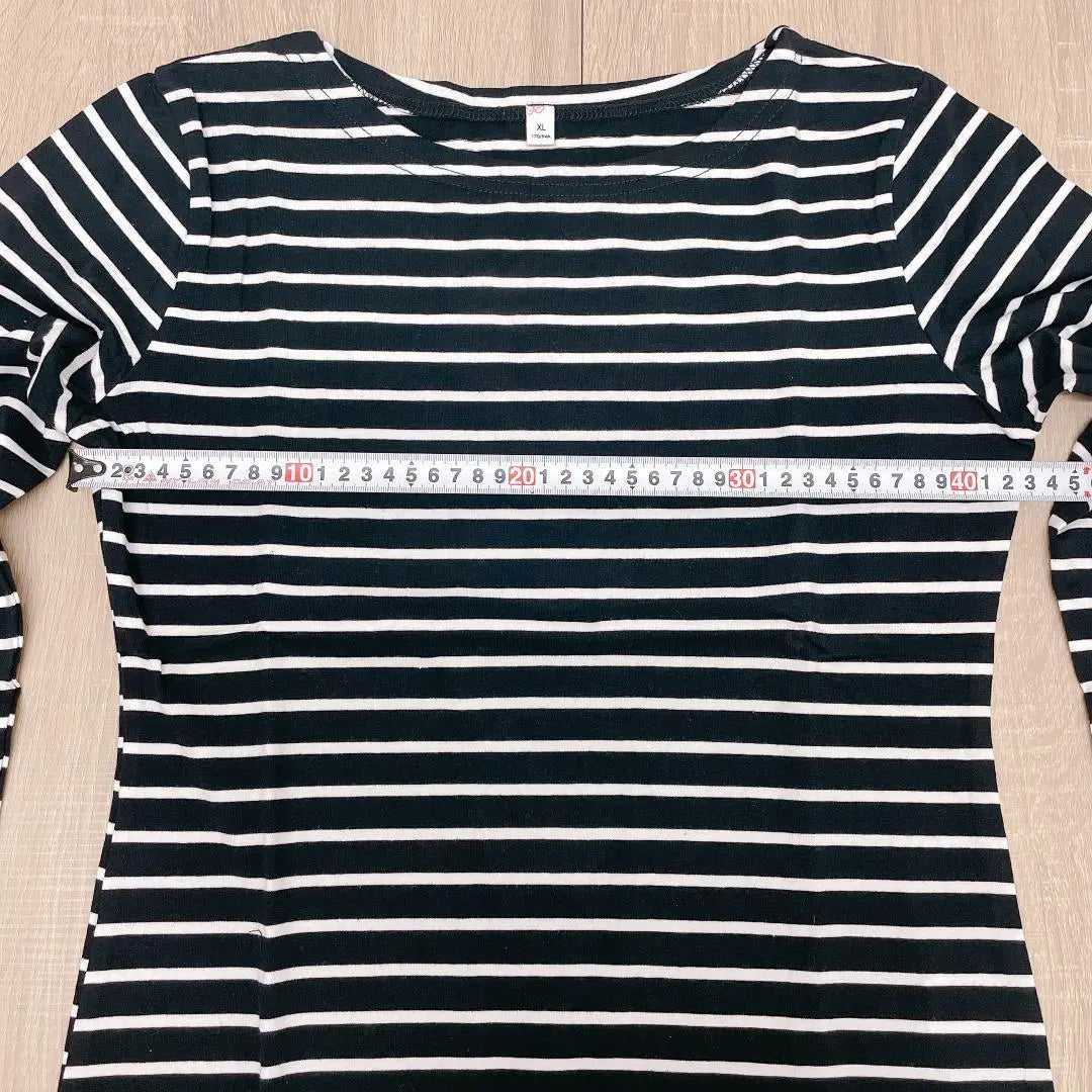 ♢Camiseta de cuello barco, top de rayas, manga larga, ajuste perfecto.