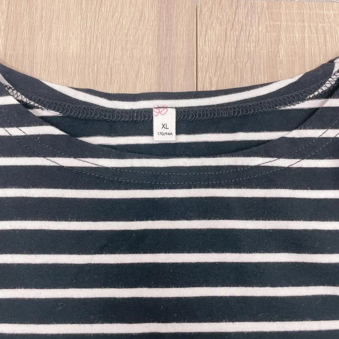 ♢Boat neck, striped top, long-sleeved T-shirt, perfect fit