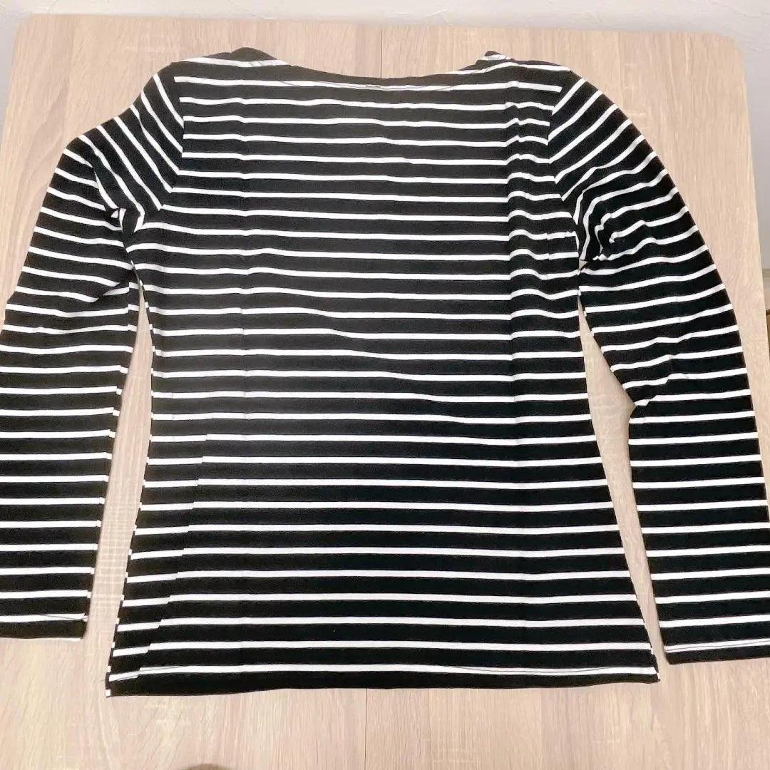 ♢Boat neck, striped top, long-sleeved T-shirt, perfect fit